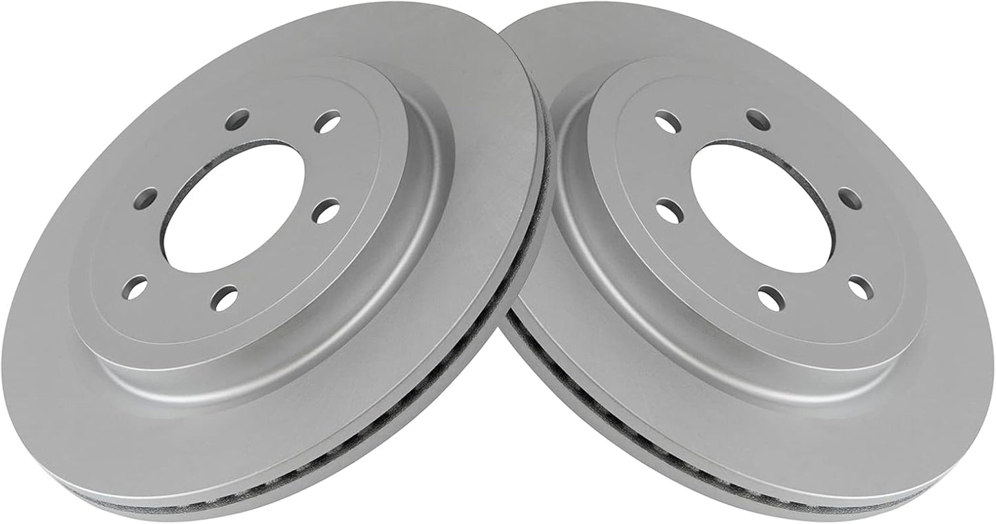 TRQ Rear Brake Rotors Set Vented Premium G-Coated for Ford