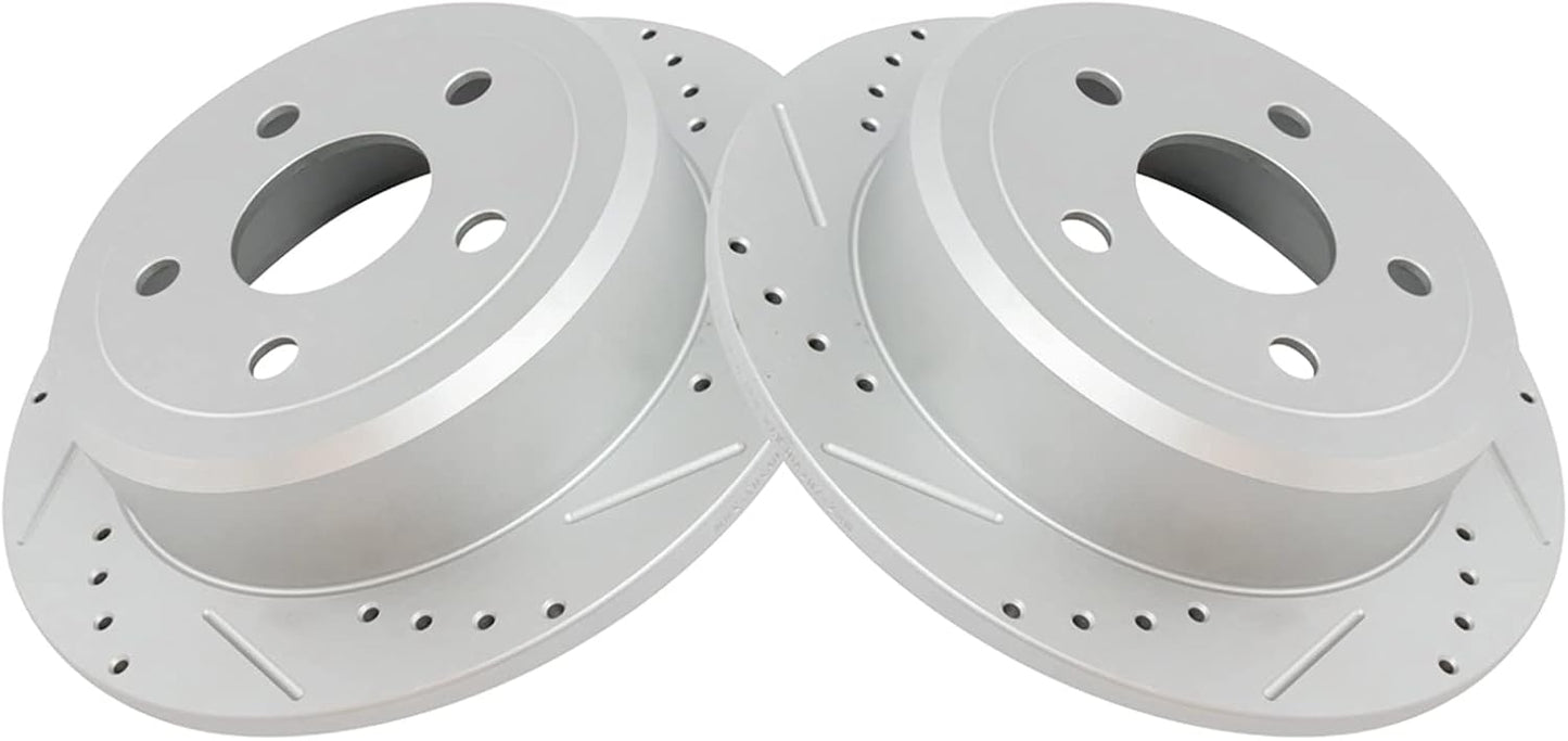 TRQ Rear Performance Brake Rotors Set for Jeep Wrangler 2007-2018