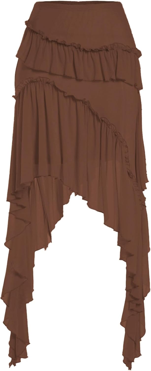 Verdusa Women's Boho Asymmetrical Ruffle Skirt for Stylish Outfits