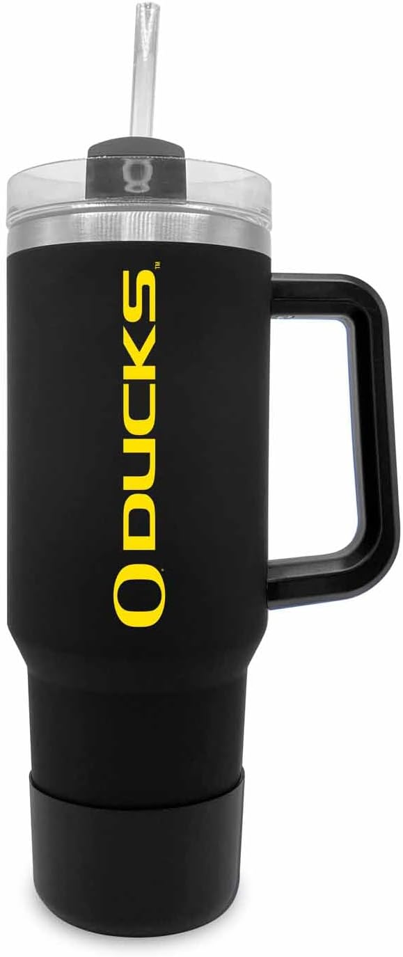 Oregon Ducks 40 oz Travel Tumbler with Handle - Insulated Design