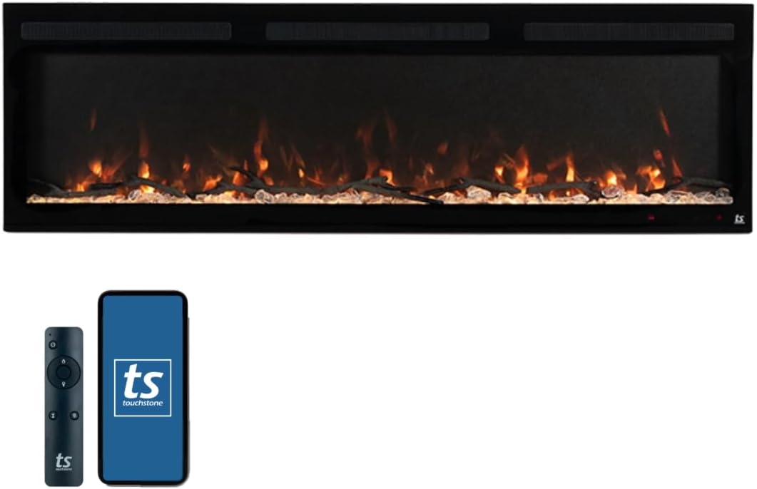 Touchstone Smart Wall-Mounted Fireplace: 100 Flame/Color Combos!