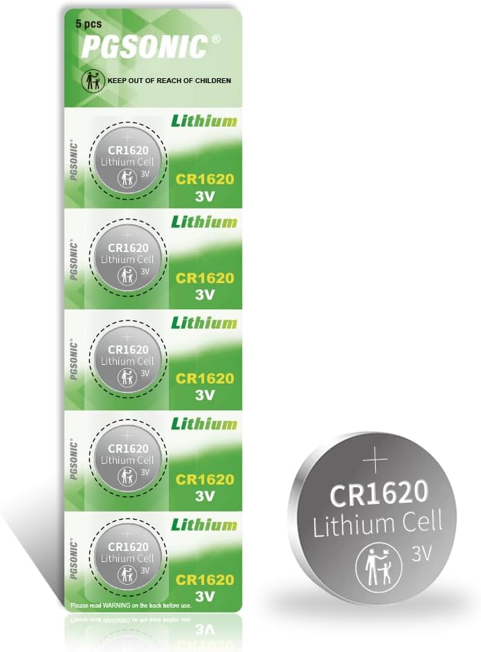 Long-Lasting Power: PGSONIC CR1620 Lithium Battery (5pcs)