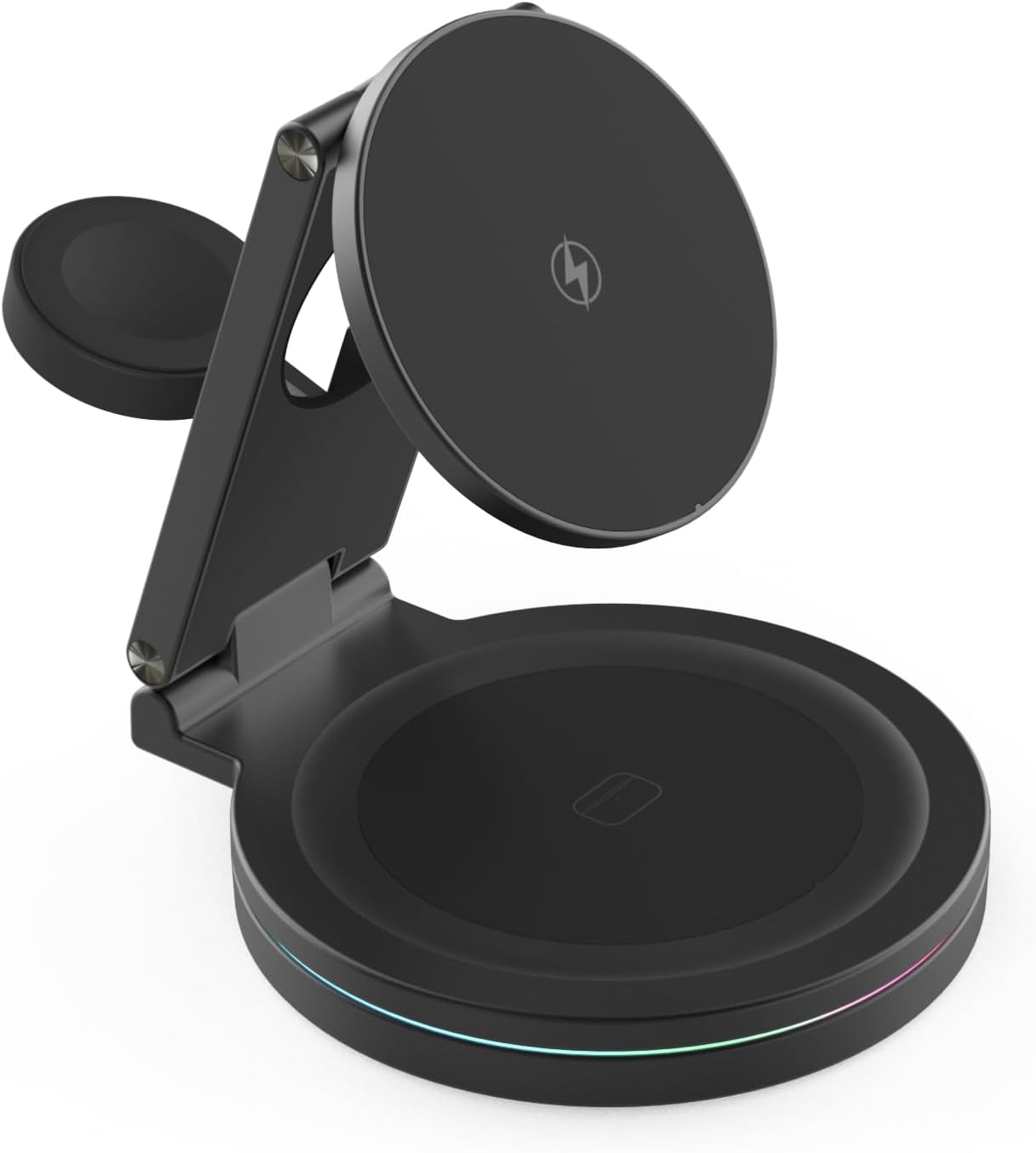 3-in-1 Magnetic Wireless Charger, 15W iPhone 12-16, 5W Apple Watch, AirPods, Adapter, Black