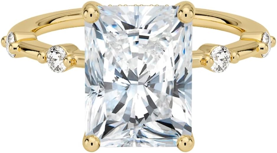 Moissanite Ring 3 Ct Hidden Halo Solitaire Engagement Ring