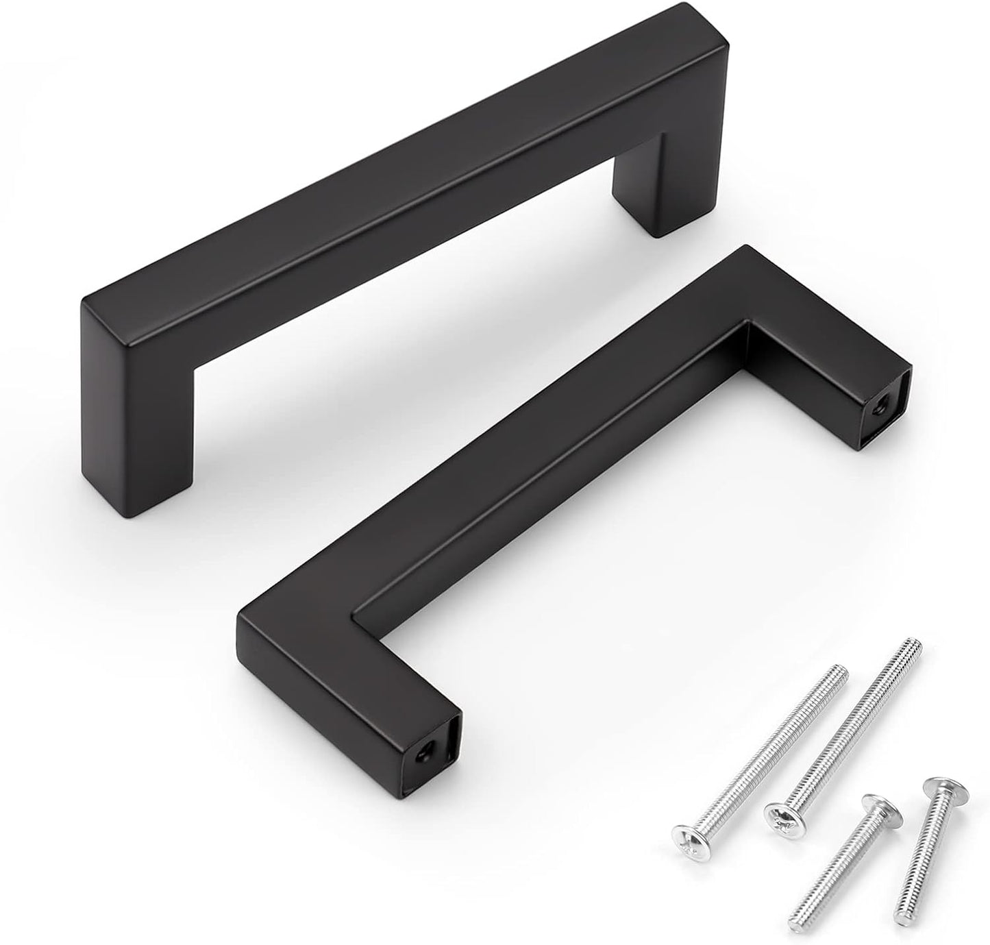 KNOBWELL 20 Pack Black 3-3/4 inch Square Bar Pulls for Cabinets