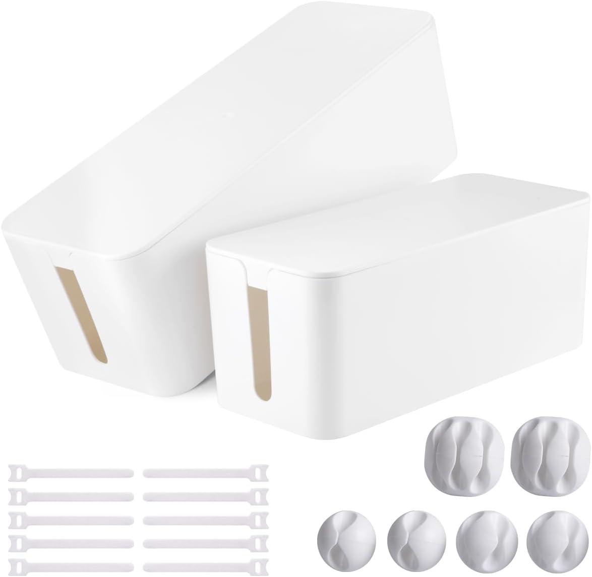 Hide Wires Easily: Cable Box 2Pk with 17PCS Set