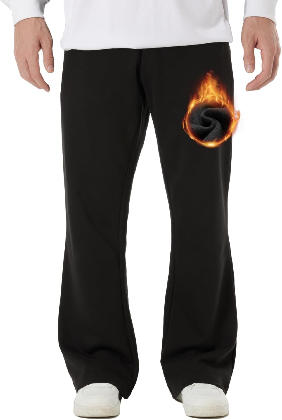 BRISIRA Mens Flare Fleece Sweatpants with Deep Pockets and Style