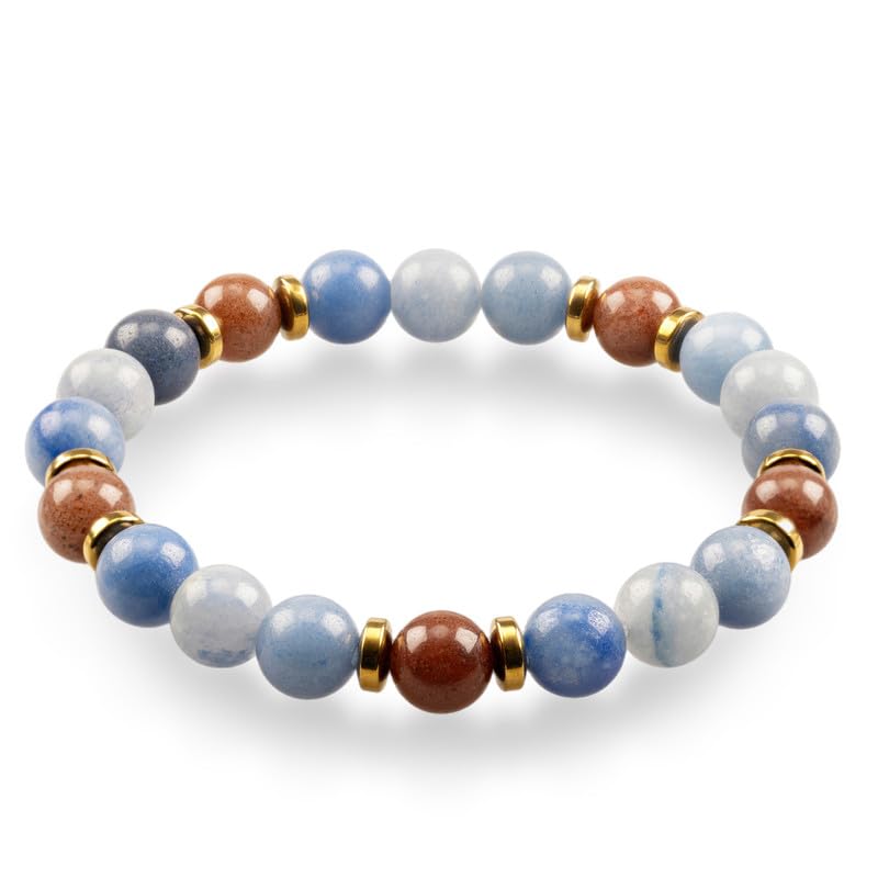 Handmade Good Luck Beaded Bracelet with Blue & Purple Aventurine Crystals