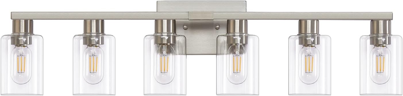 6-Light Bathroom Vanity Light with Brushed Nickel Finish