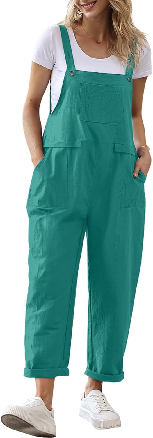 YESNO Women Long Casual Loose Bib Pants for Stylish Comfort