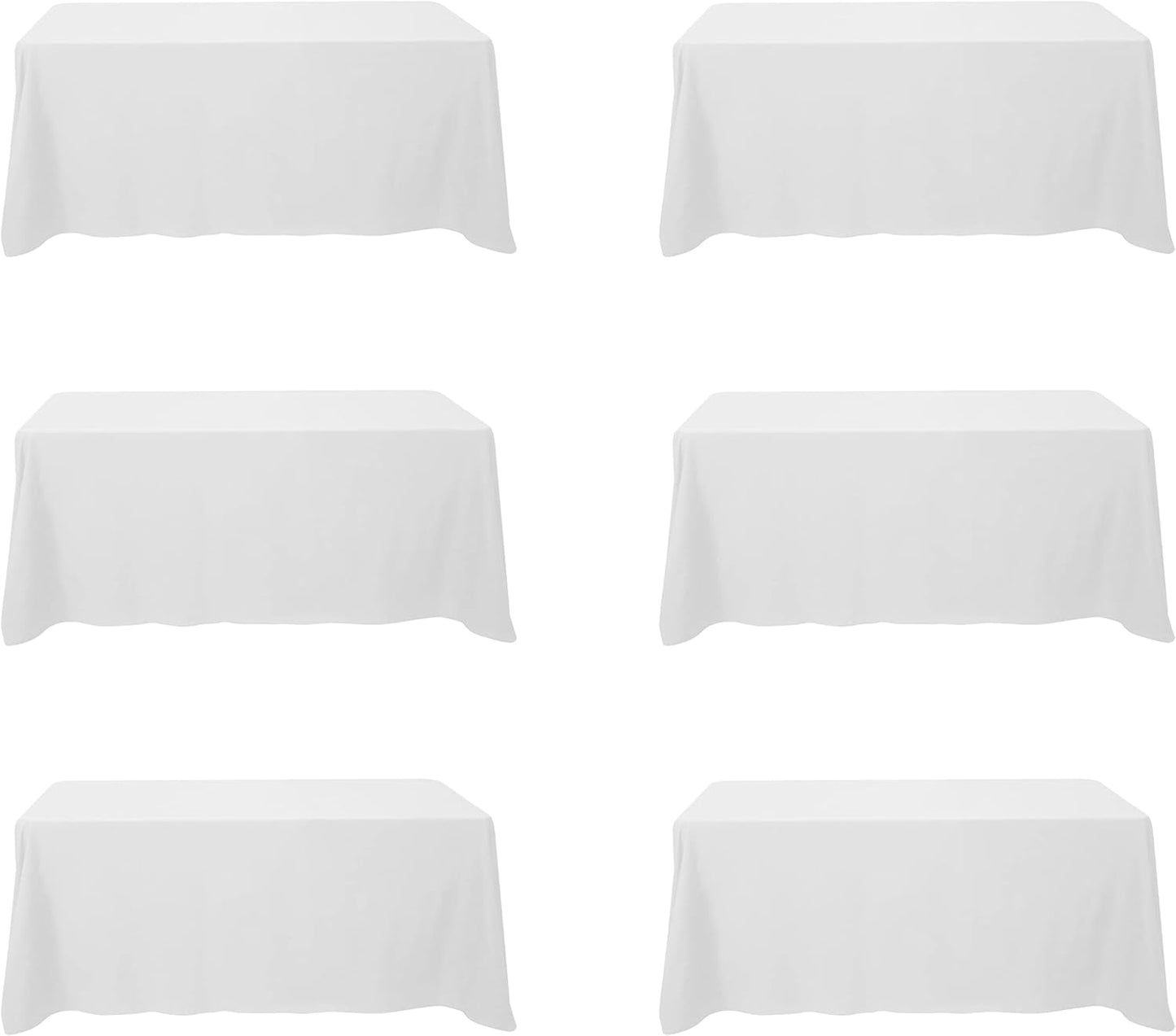Premium 6 Pack White Tablecloths for 6 Foot Rectangle Tables