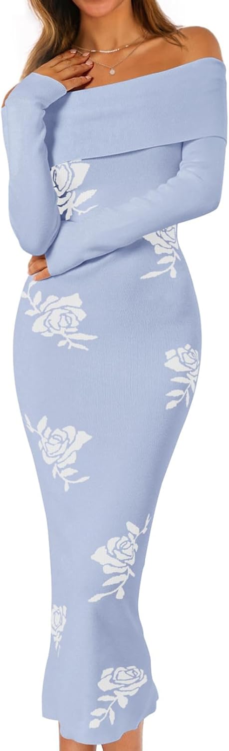 Chic Off Shoulder Bodycon Sweater Dress for Women 2025