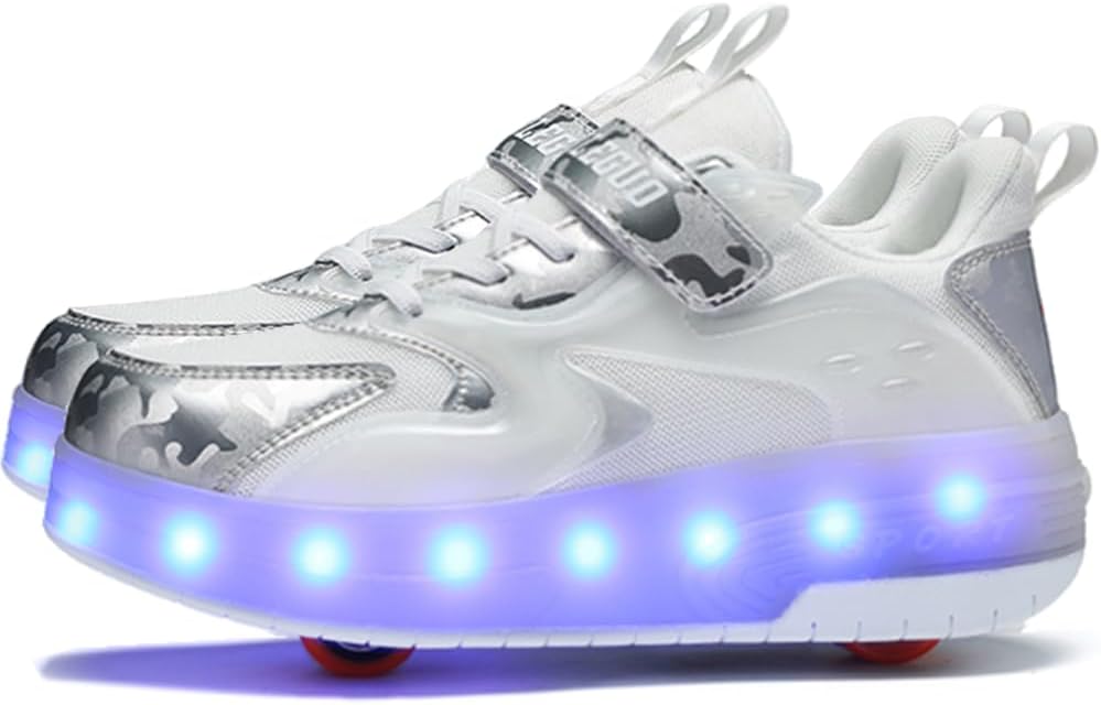 Aikuass USB Chargable LED Light Up Roller Shoes for Kids