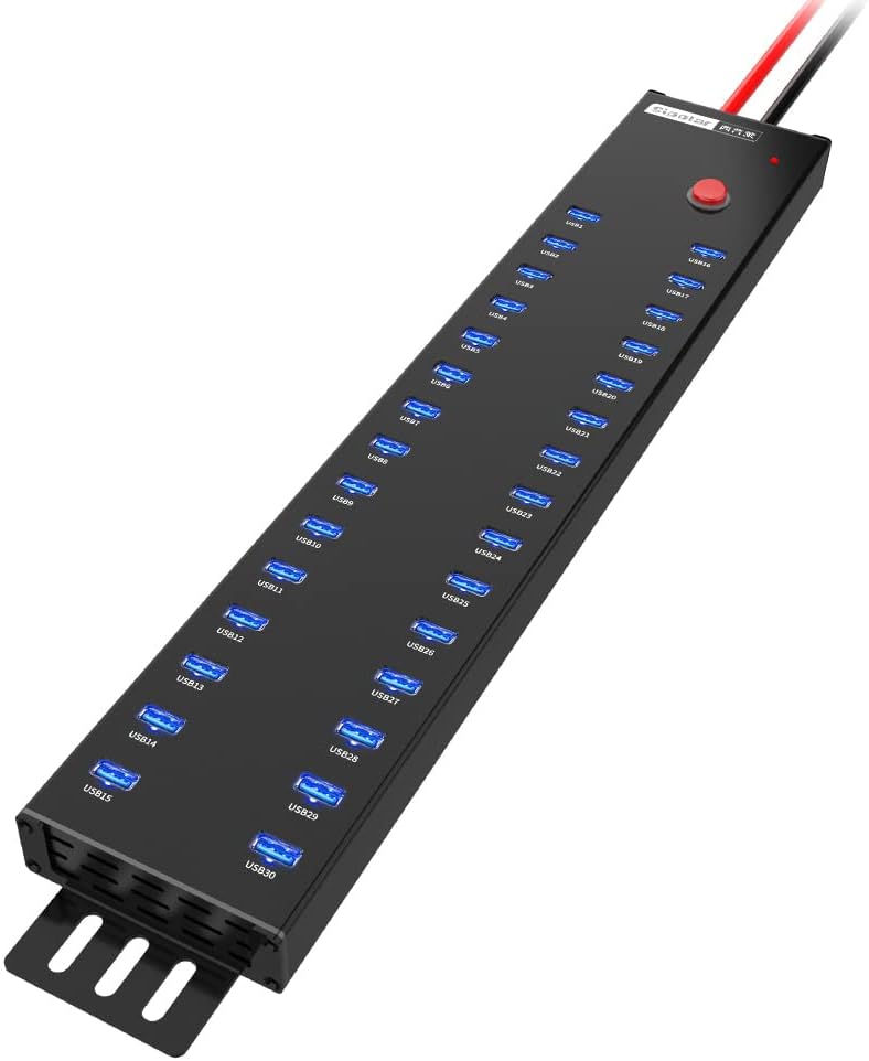 30-Port Industrial USB Hub: Fast, Powerful, Wall-Mountable