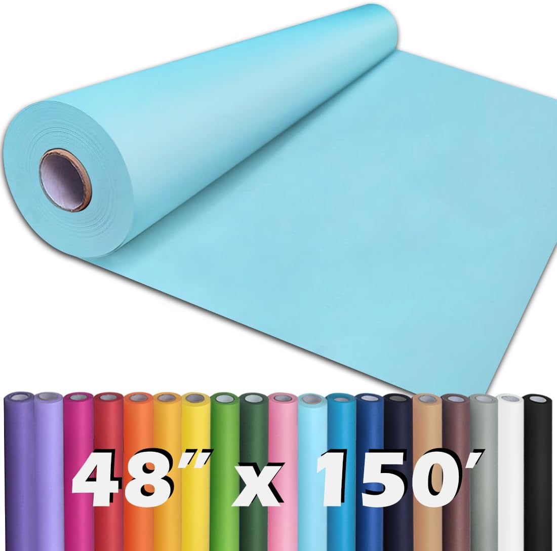 PerkHomy Light Blue Kraft Paper Roll for Gift Wrapping & Crafts
