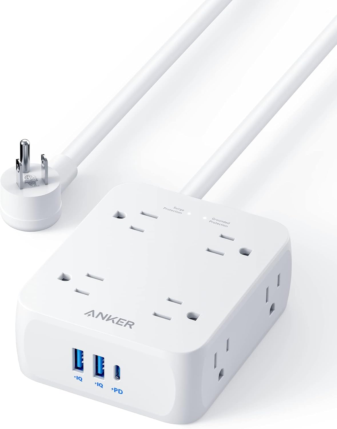 Anker Power Strip: Surge Protector, 8 Outlets + USB Ports