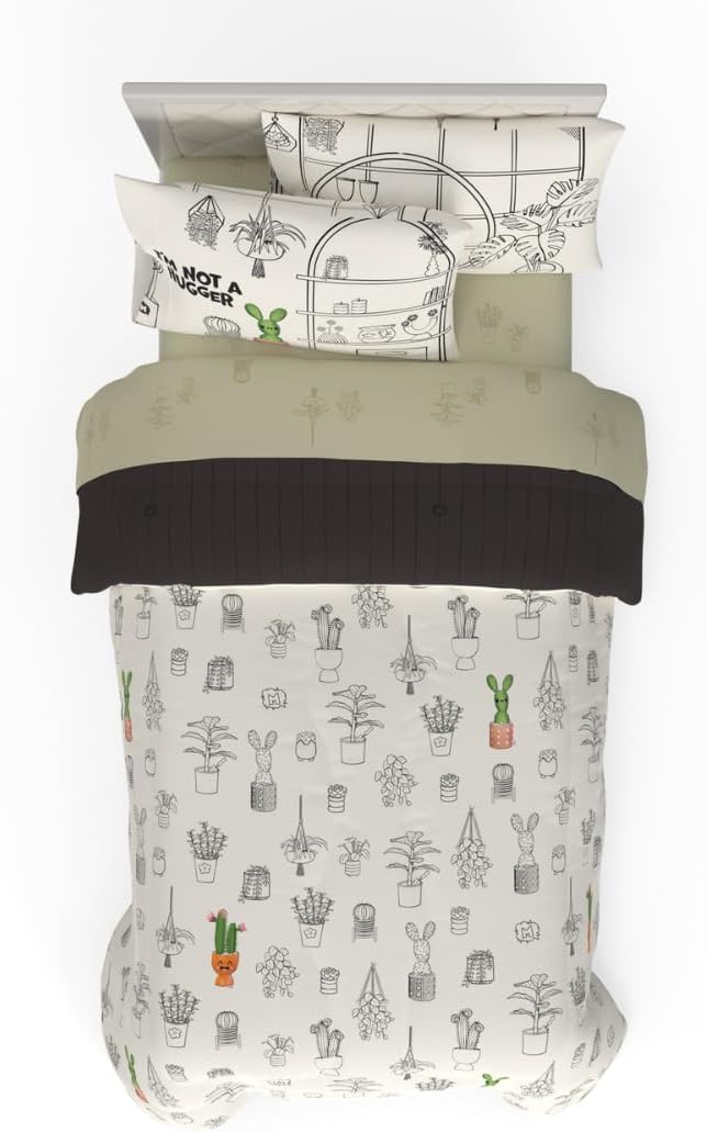 Franco Miniverse Succulent Plants Bedding Set for Twin Beds