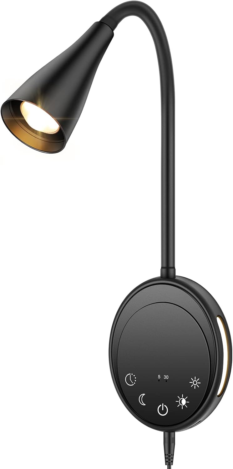 Wall Mounted Reading Light with Dimming & USB Output for Bed