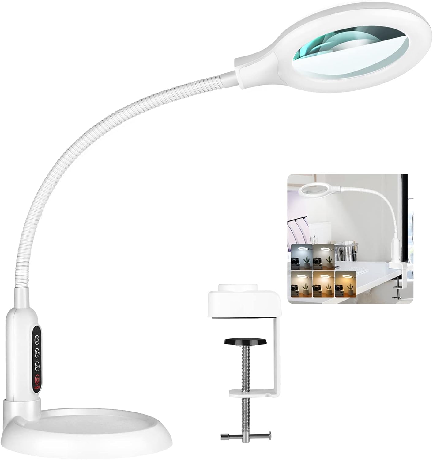 10X Magnifying Glass with Light and Clamp for Close Work