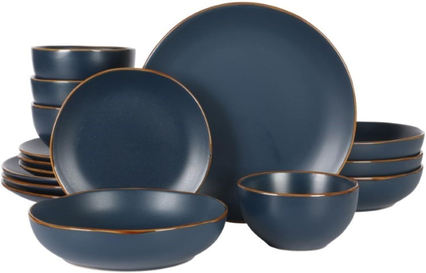 Gibson Home Hazeltine 16 Piece Dinnerware Set in Navy Blue