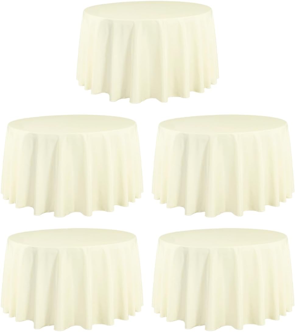 LTC LINENS 5 Pack 108 Inch Round Tablecloths for Events