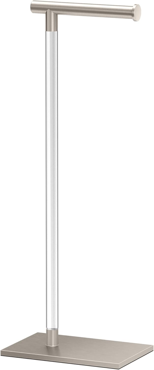 Modern Rectangle Freestanding Toilet Paper Holder in Satin Nickel