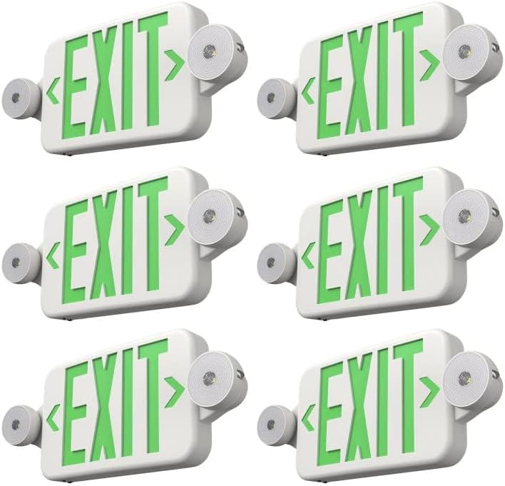 FREELICHT 6 Pack Green Exit Sign with Emergency Lights Review