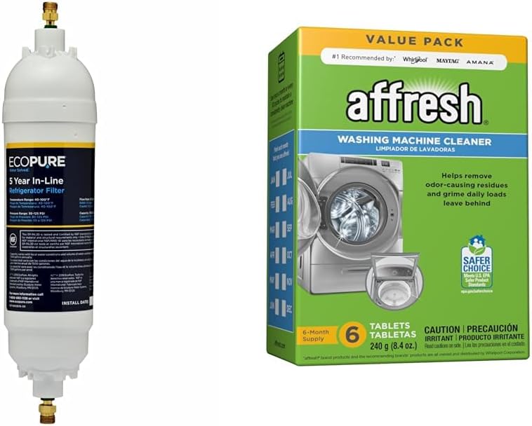 Pure Water, Clean Clothes Bundle: EcoPure Fridge Filter & Affresh Cleaner