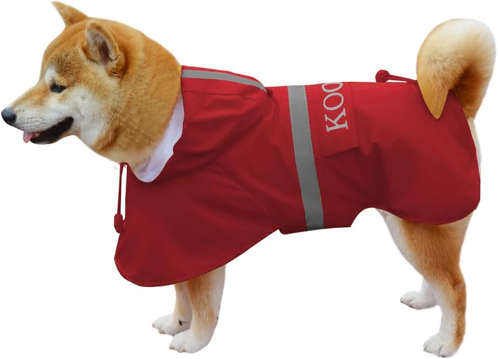Waterproof Dog Rain Coats for Small and Medium Dogs - Red