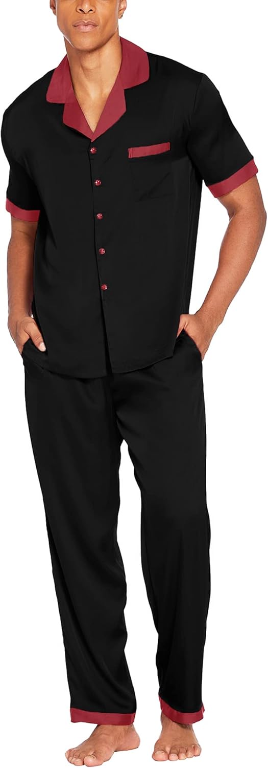 Ekouaer Men Satin Silk Pajamas Set for Ultimate Comfort