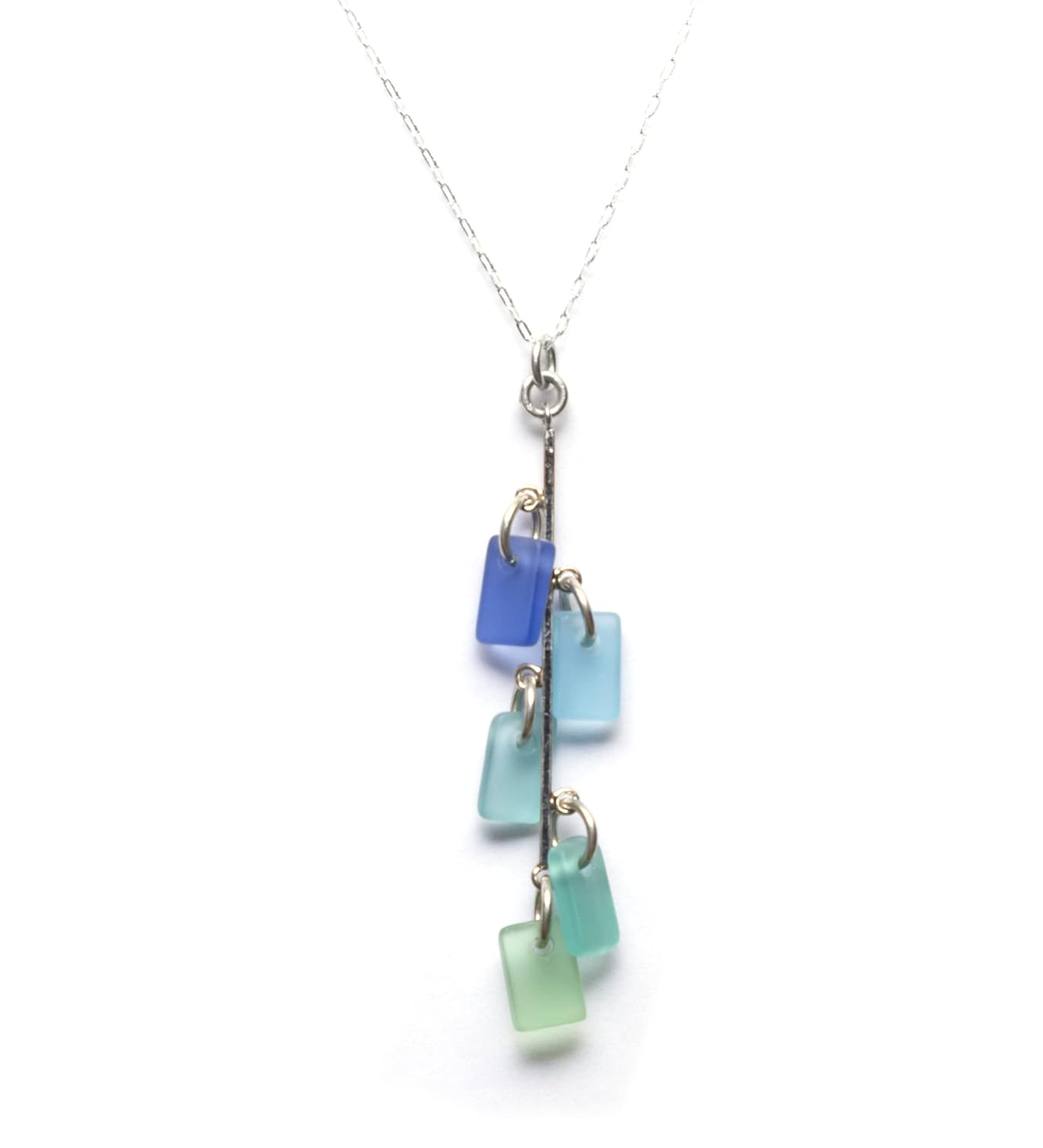 Sea Glass Avalon Pendant with 20in Cable Chain - Handmade Jewelry