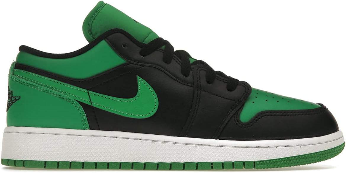 Jordan Men's Air 1 Low Sneaker in Black and Lucky Green Colorway