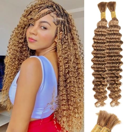 Blonde Human Braiding Hair Deep Water Wave for Boho Braids