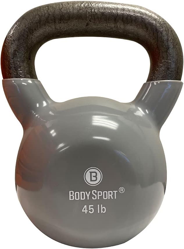 Body Sport Cast Iron Vinyl Coated Kettlebells for Strength Training