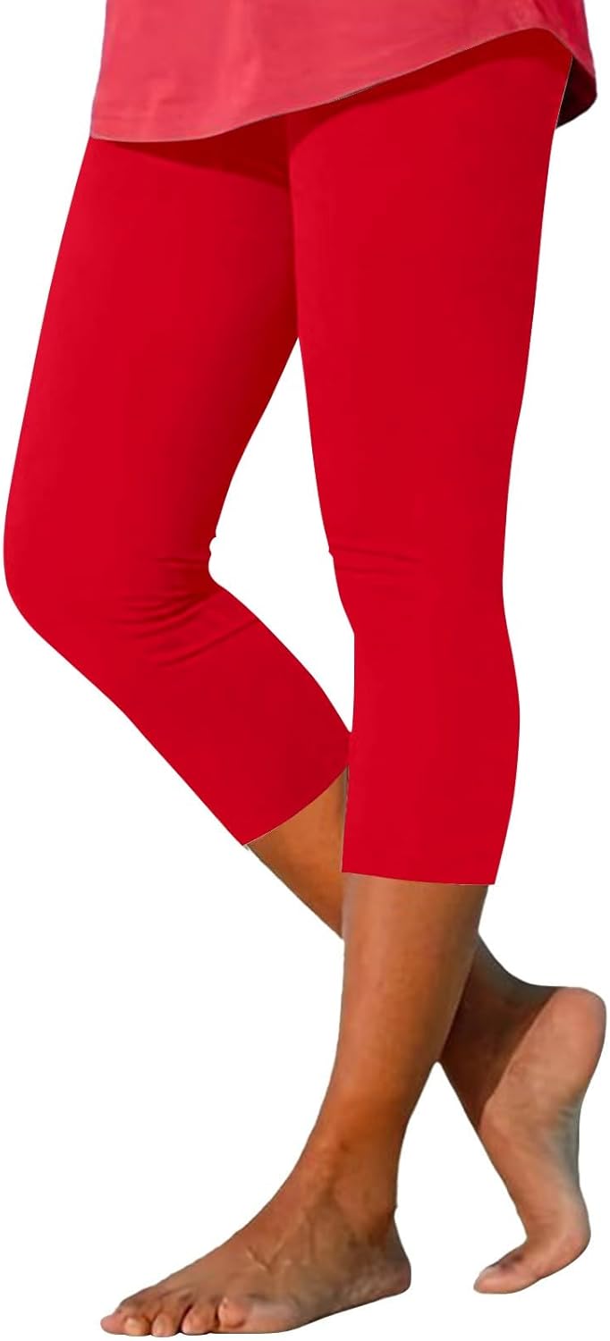 High Waisted Elastic Capri Leggings - Comfy & Stylish