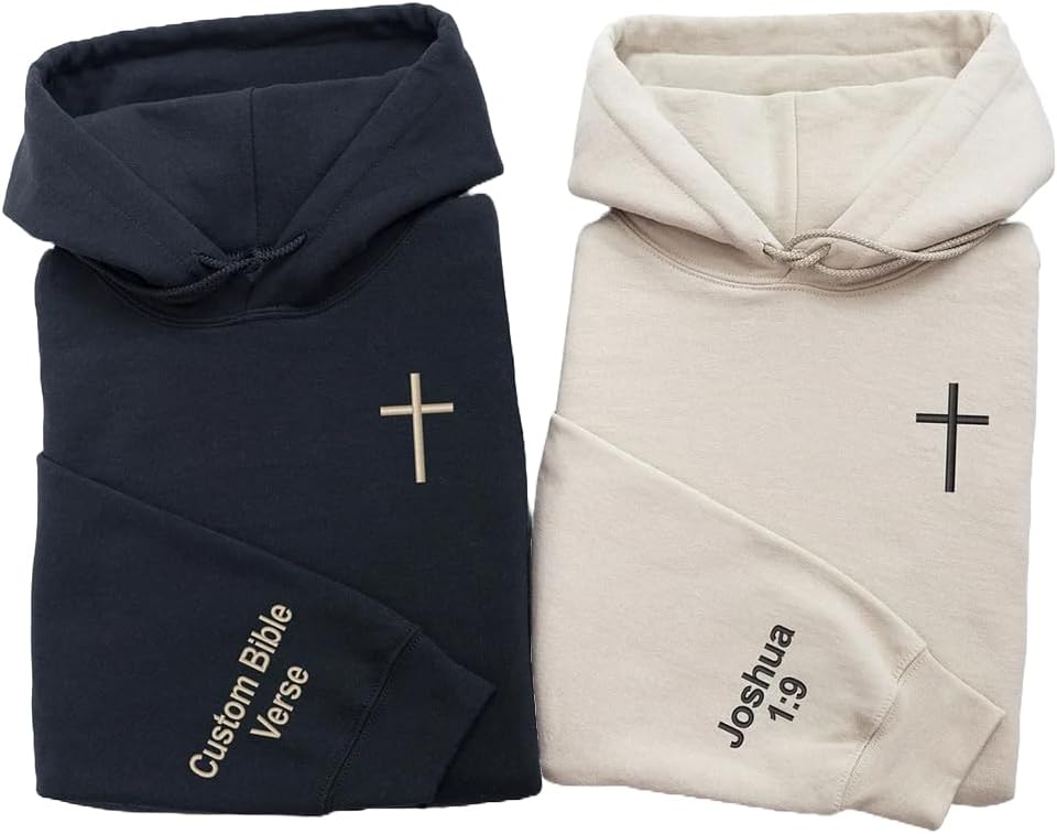Personalized Cross Hoodie - Custom Bible Verse Embroidery
