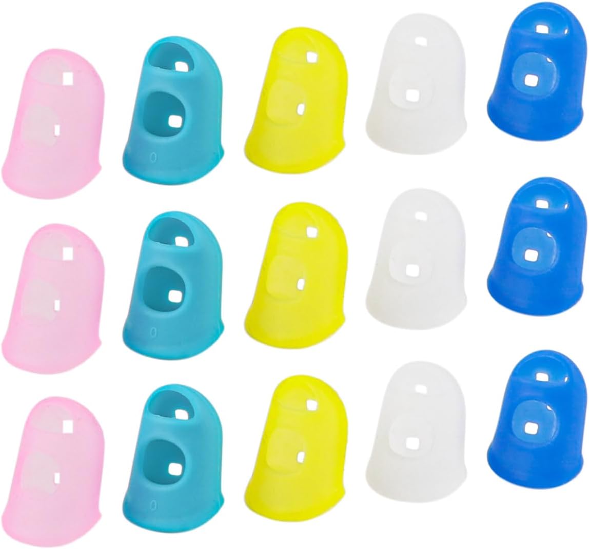 15pcs Silicone Finger Protectors for Kids Guitar, Mixed Color, YOLUFER