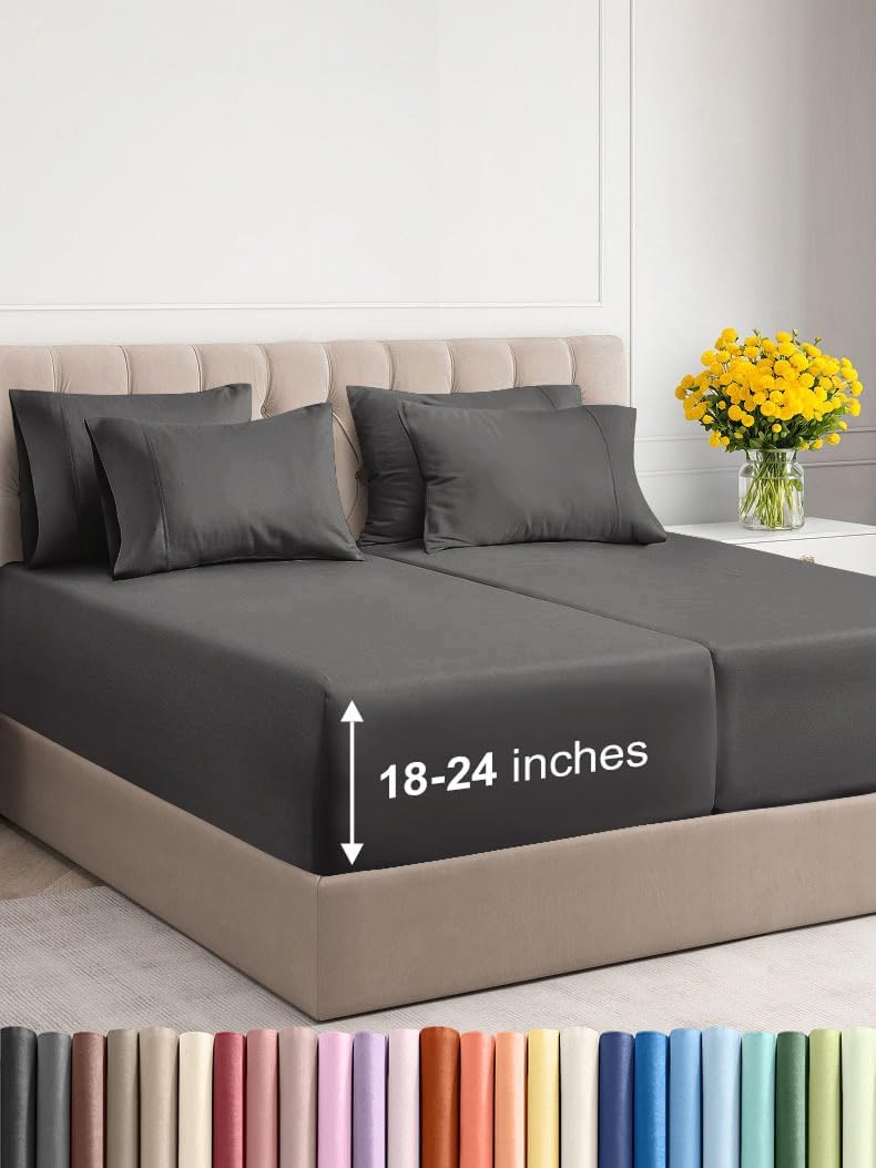 Extra Deep Split King Sheet Set - 7 Piece Breathable Sheets