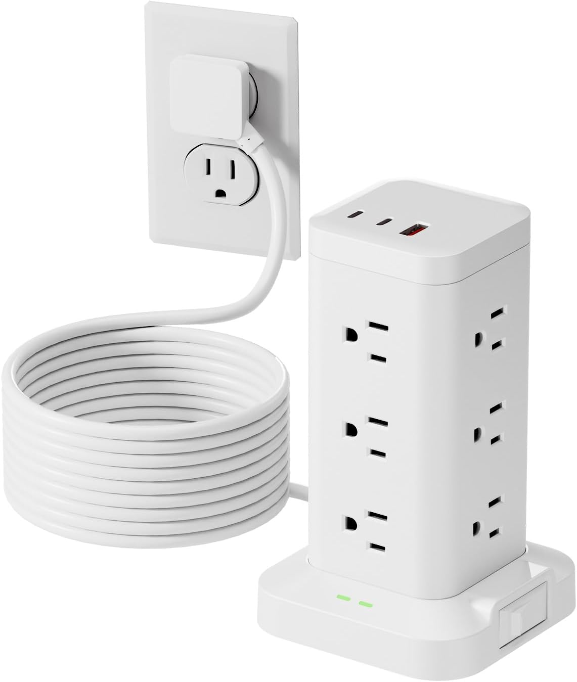 15-in-1 Power Strip Tower with Surge Protector for Fast Charging