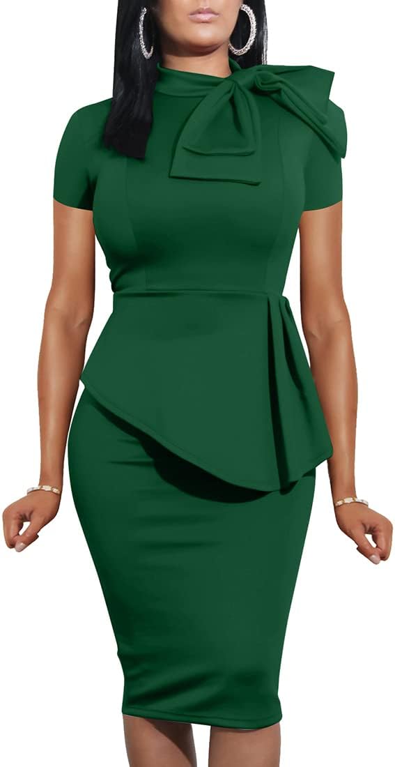 LAGSHIAN Women Fashion Peplum Bodycon Dress for Parties