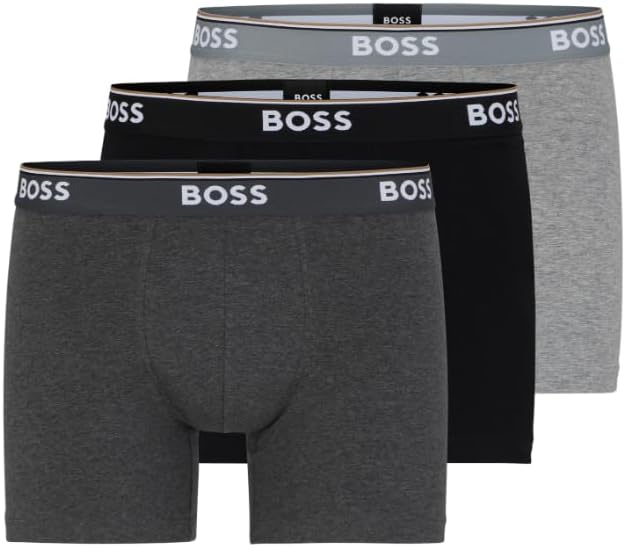 BOSS Men's Stretch Cotton Boxer Briefs 3 Pack for Comfort