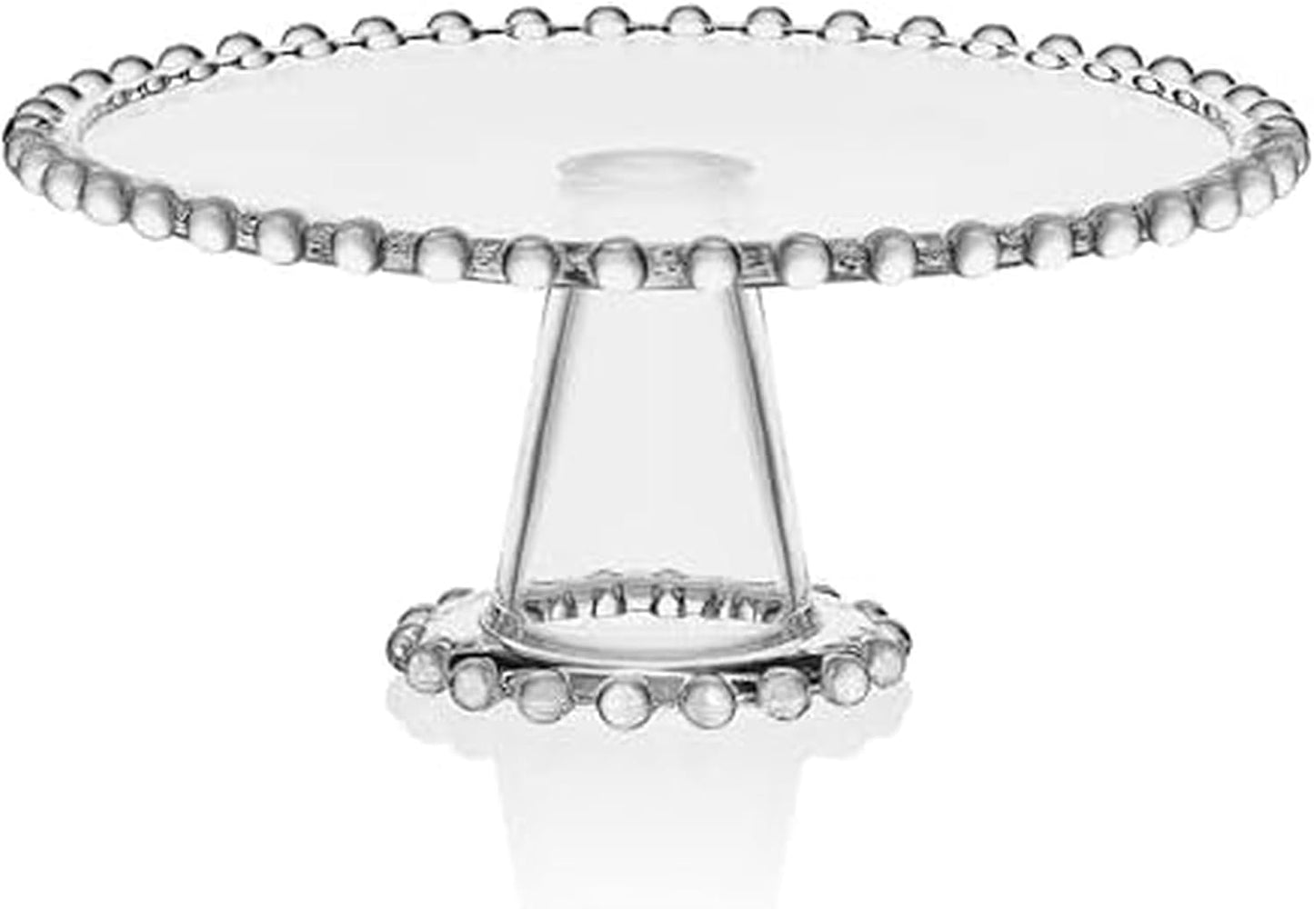 Beaded Glass Footed Cake Stand Serving Platter for Any Occasion