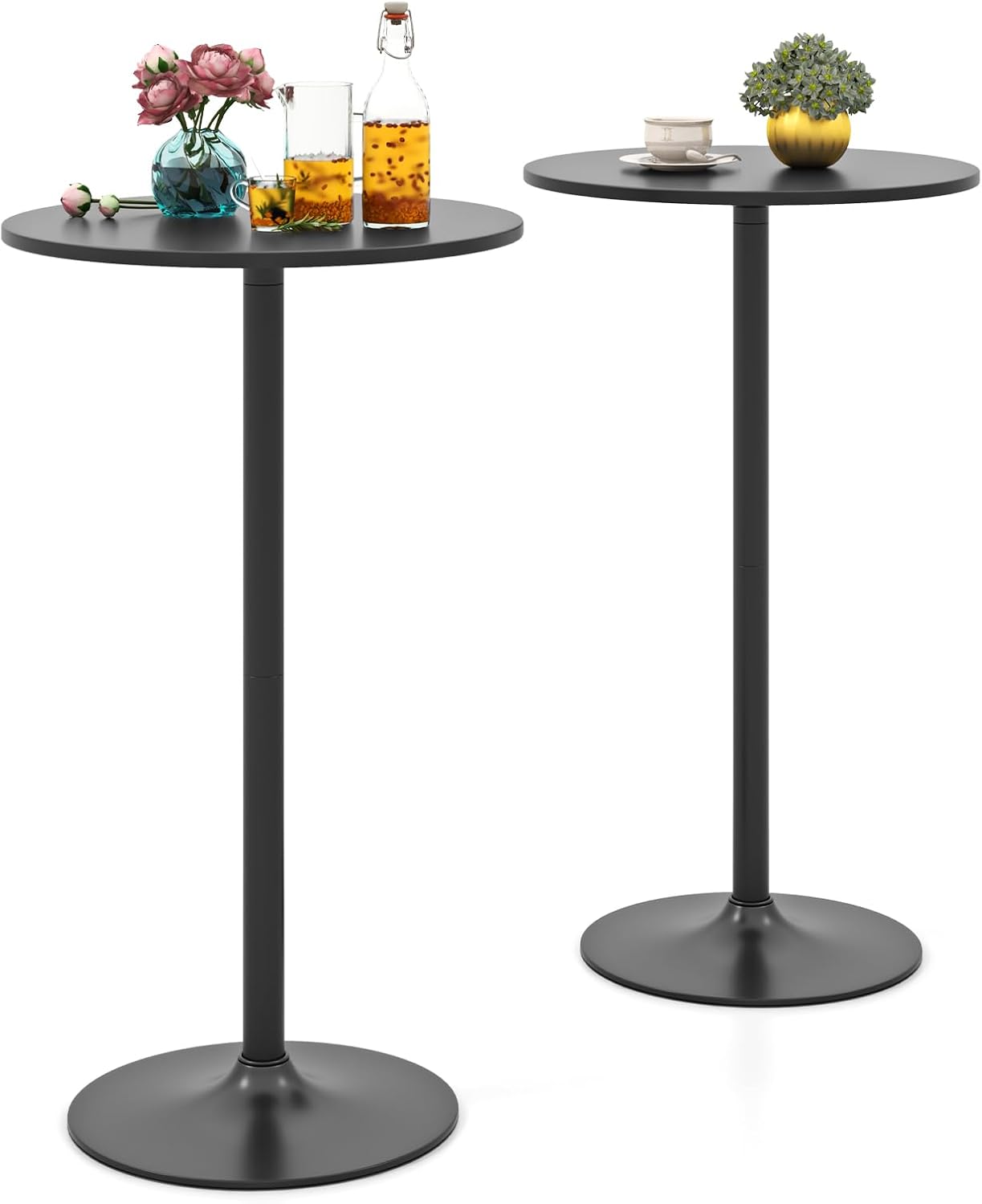 COSTWAY Round Bistro Table Set - Adjustable Bar Height for Versatile Spaces