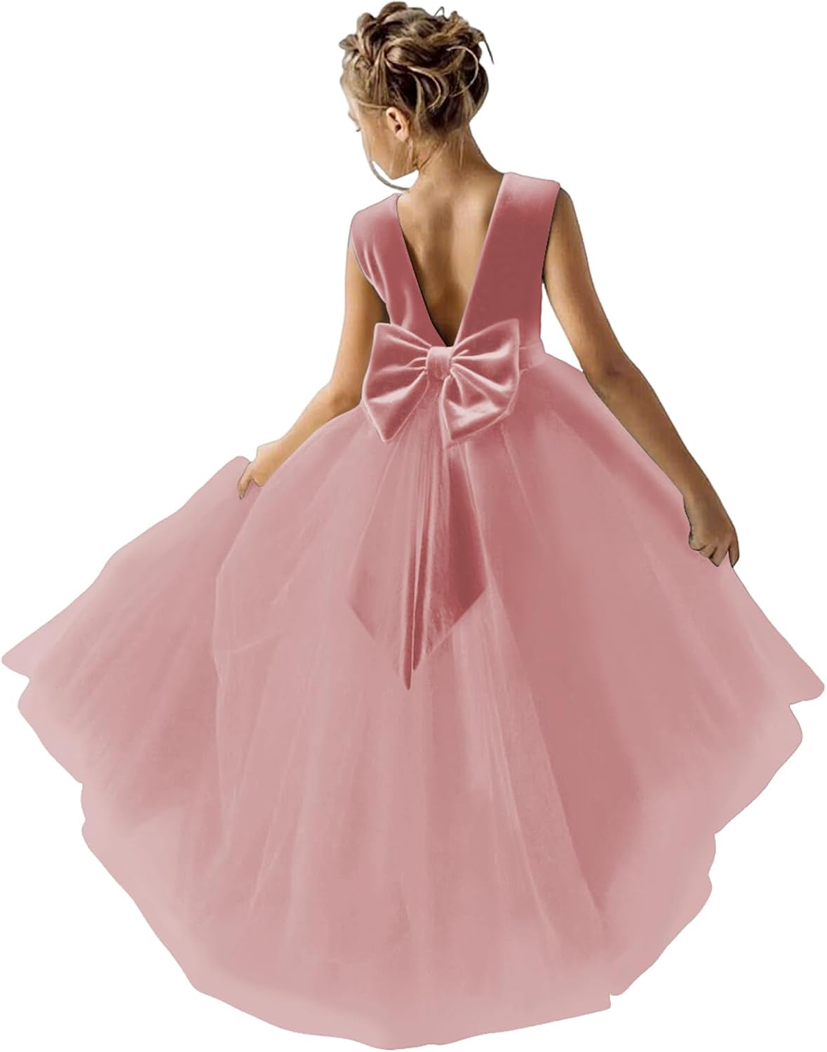 Elegant Flower Girls Dress for Wedding with Bow-Knot Design