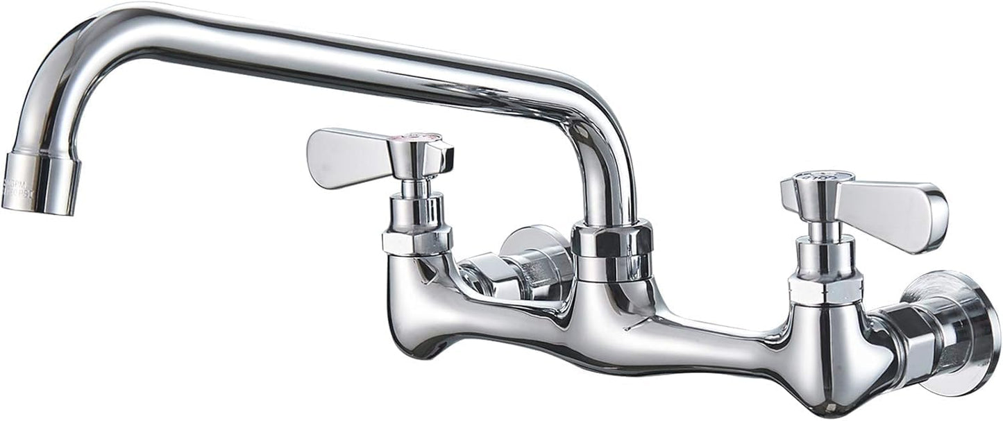 Wall Mount Kitchen Faucet with 10 Inch Swivel Spout for Sinks