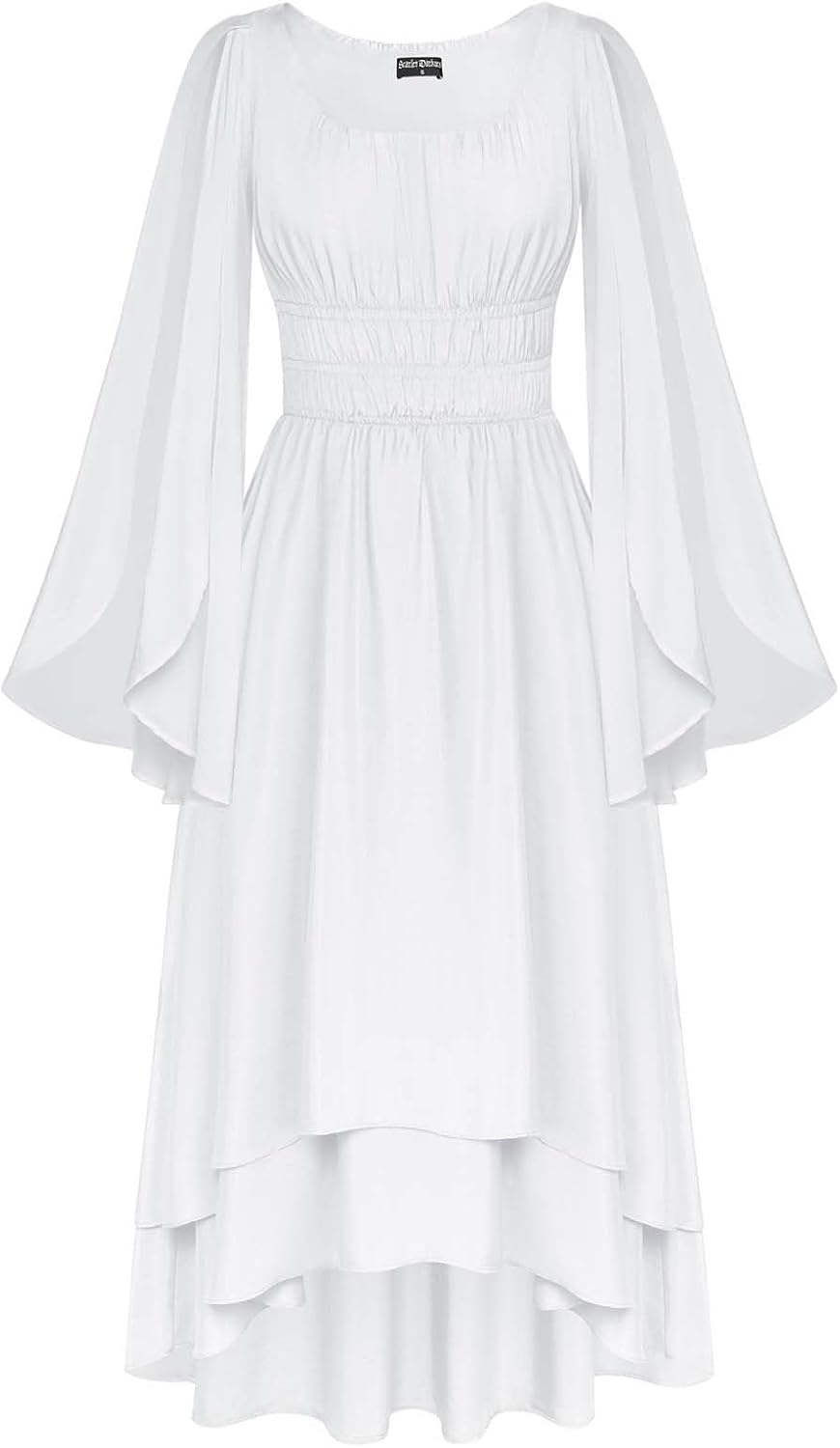 Renaissance Costume Dress with Split Bell Sleeves for Women