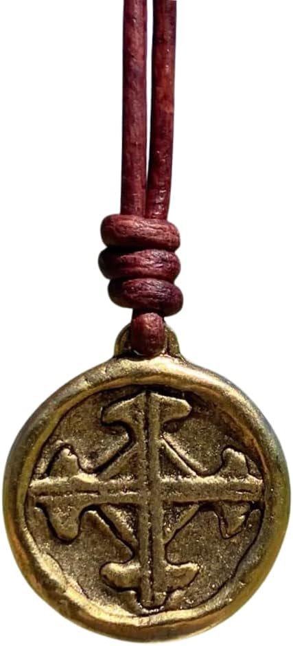 Serenity Prayer Necklace - Rustic Medallion with Silver Cross Charm