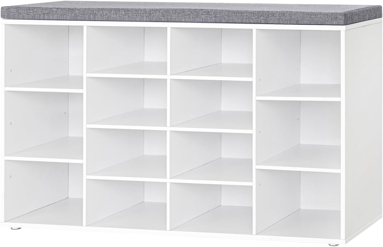 DINZI LVJ Shoe Storage Bench with Cushion for Organized Entryway