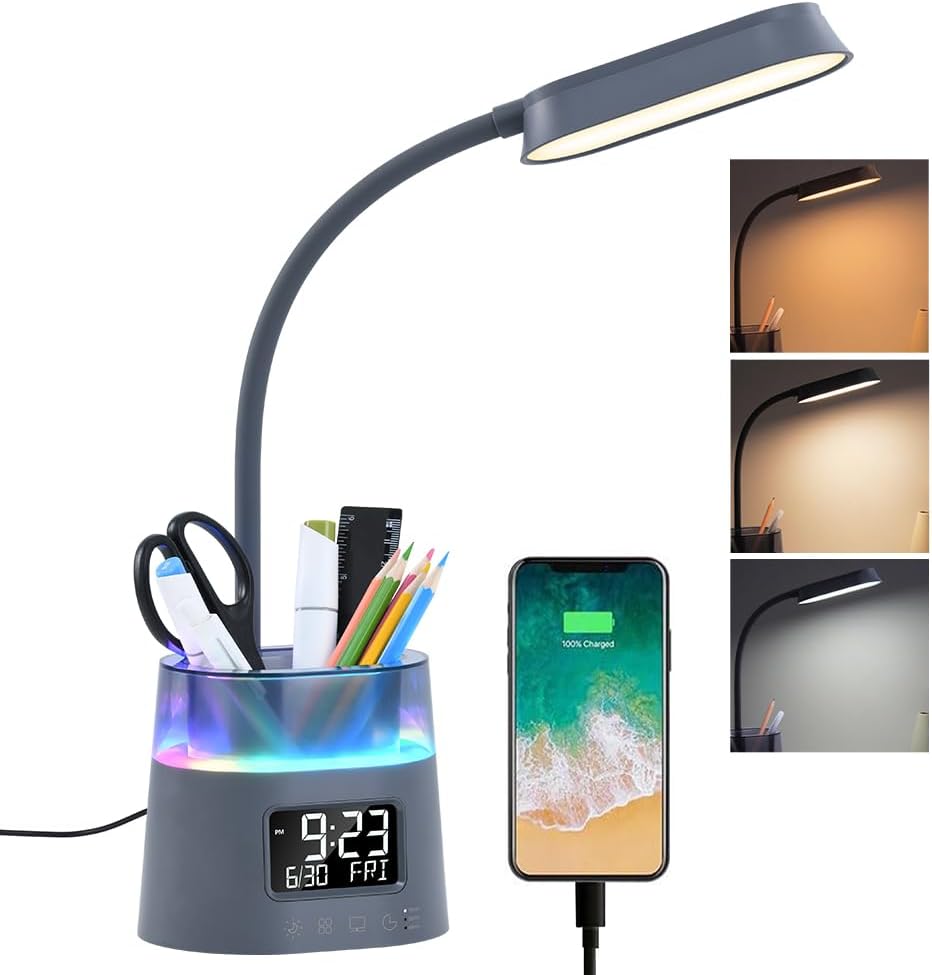 WILIT LED Desk Lamp with Charging Station and RGB Night Light