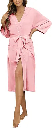 HEARTNICE Womens Cotton Robe - Soft Kimono Spa Knit Long Bathrobe